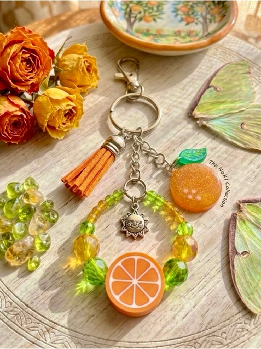 Orange Citrus Charm Keychain with Tassel - The Noxi Collection